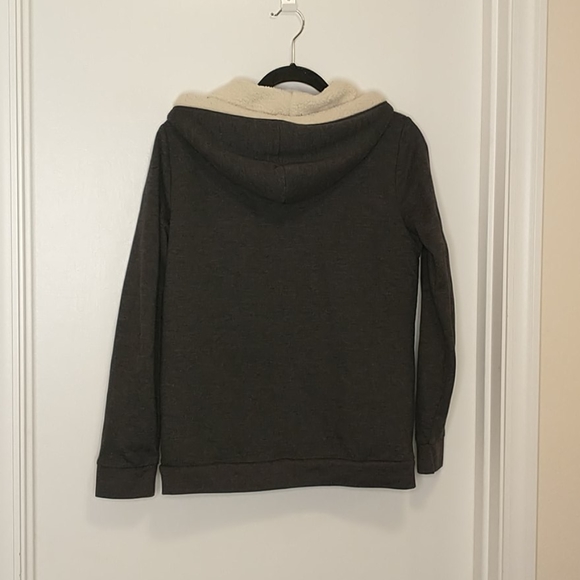 Eddie Bauer grey fleece lined hooded jacket - Picture 5 of 5